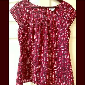 Red, Black, and White Ann Taylor Blouse